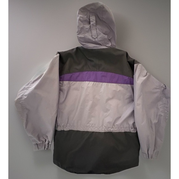 VTG Columbia Sportswear CO Anorak Pullover Jacket Large Gray Purple Black Hood - Picture 15 of 16